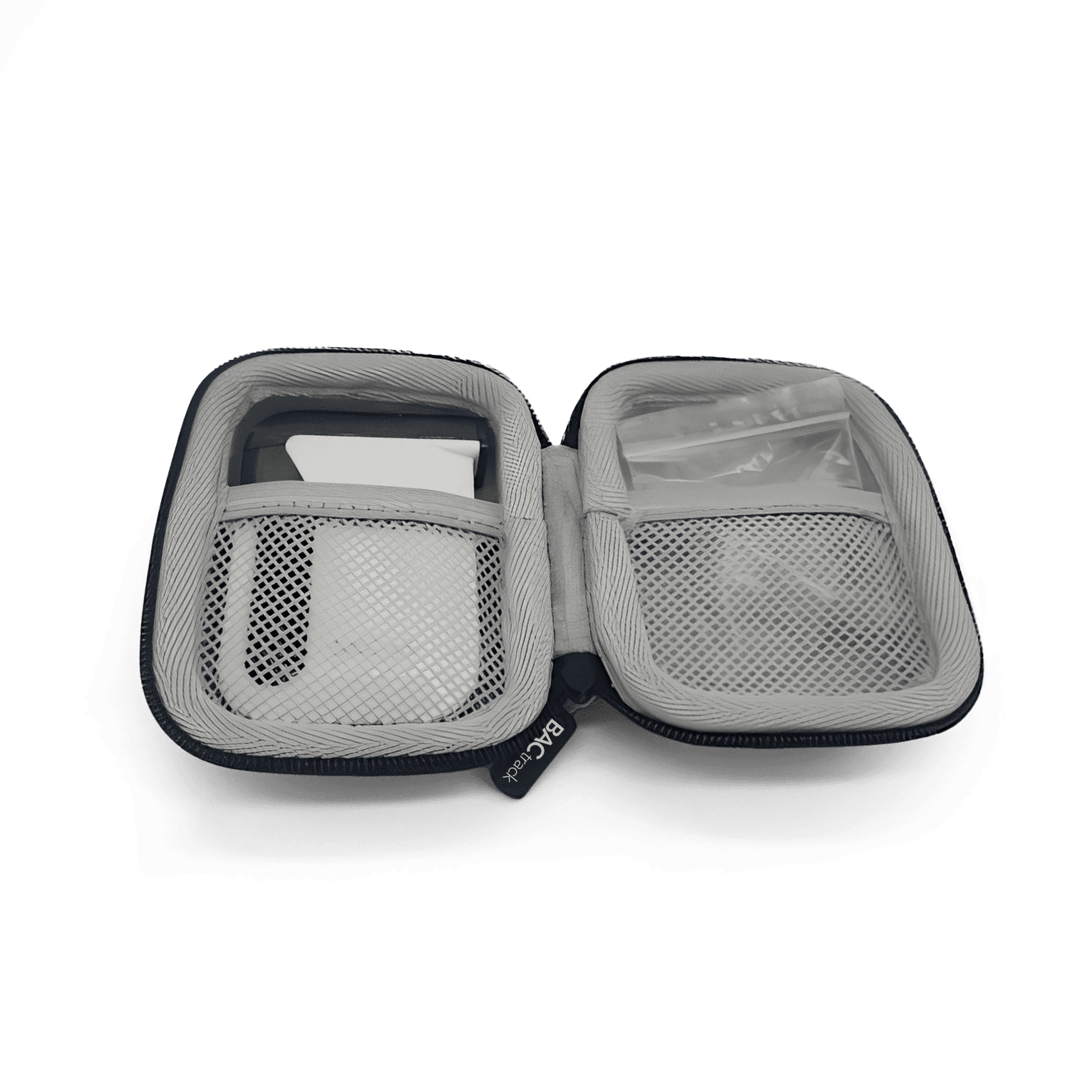 BACtrack Carrying Case open with device