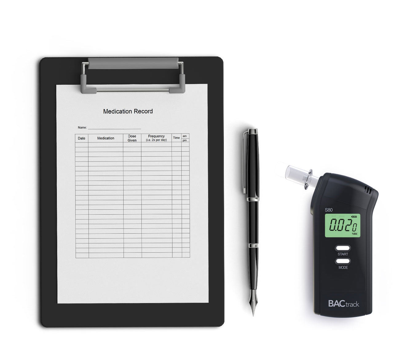 Professional recording breath alcohol test results